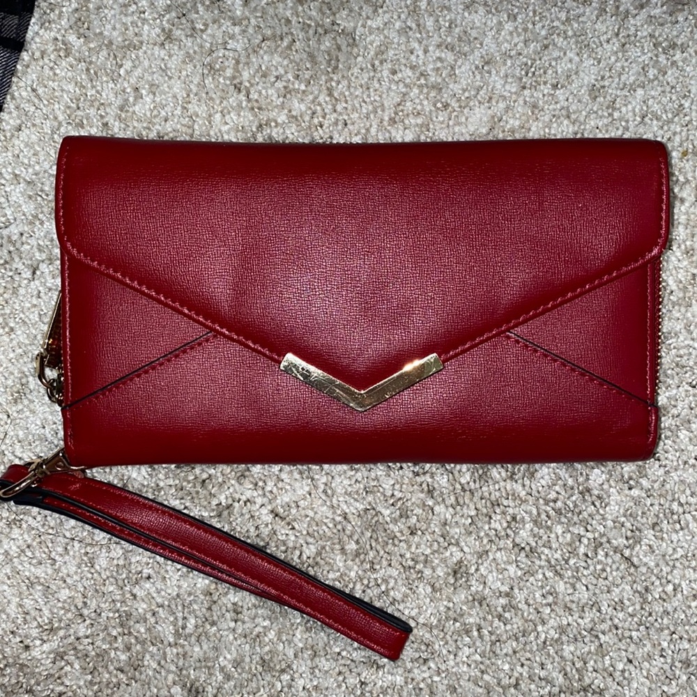 Red wristlet wallet